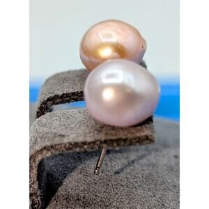 925 Sterling Silver Peachy Lavender Freshwater Pearl Stud Earrings